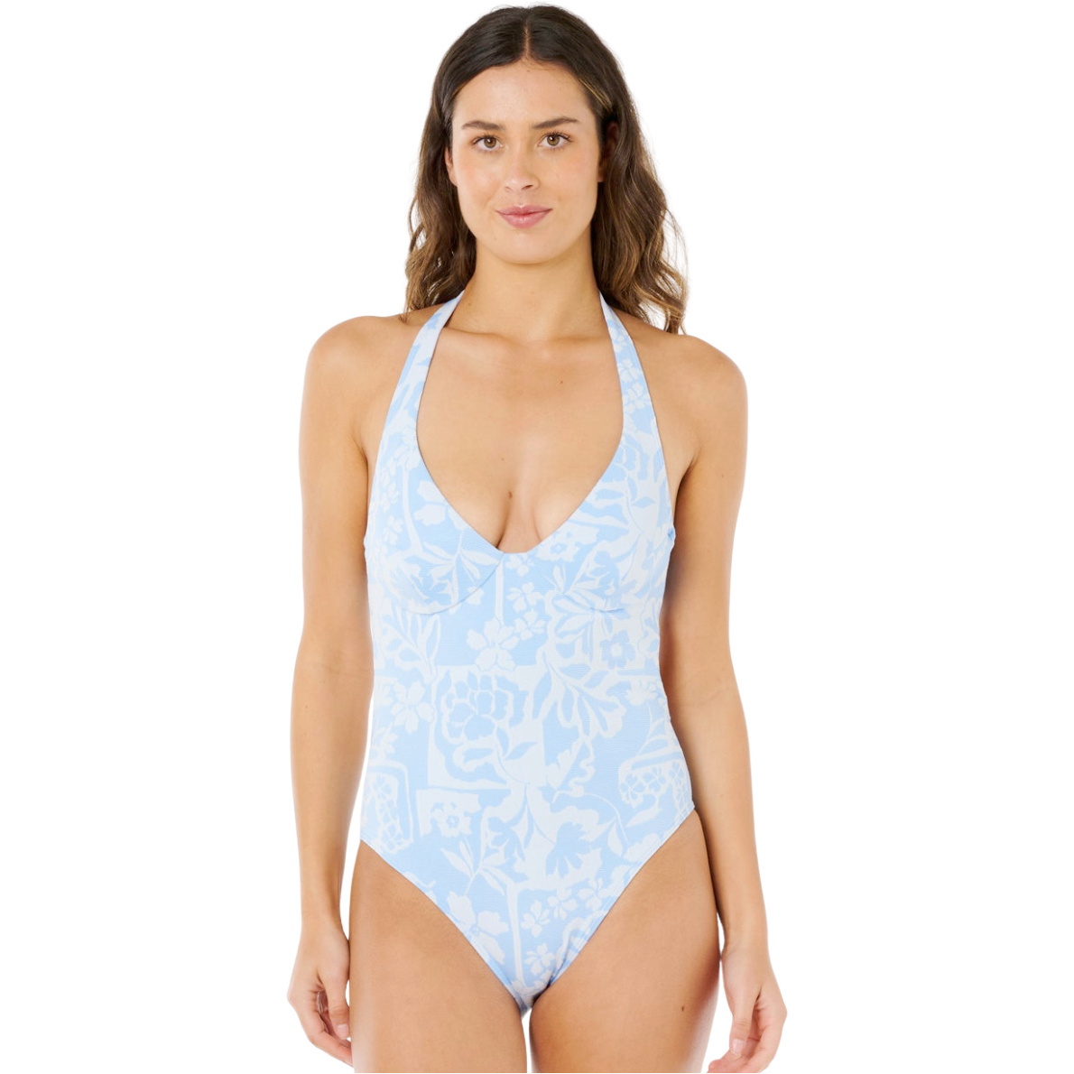 2026 Rip Curl Womens Pacific Coast D-E Full One Piece Swimsuit 0VKWSW - Sky Blue